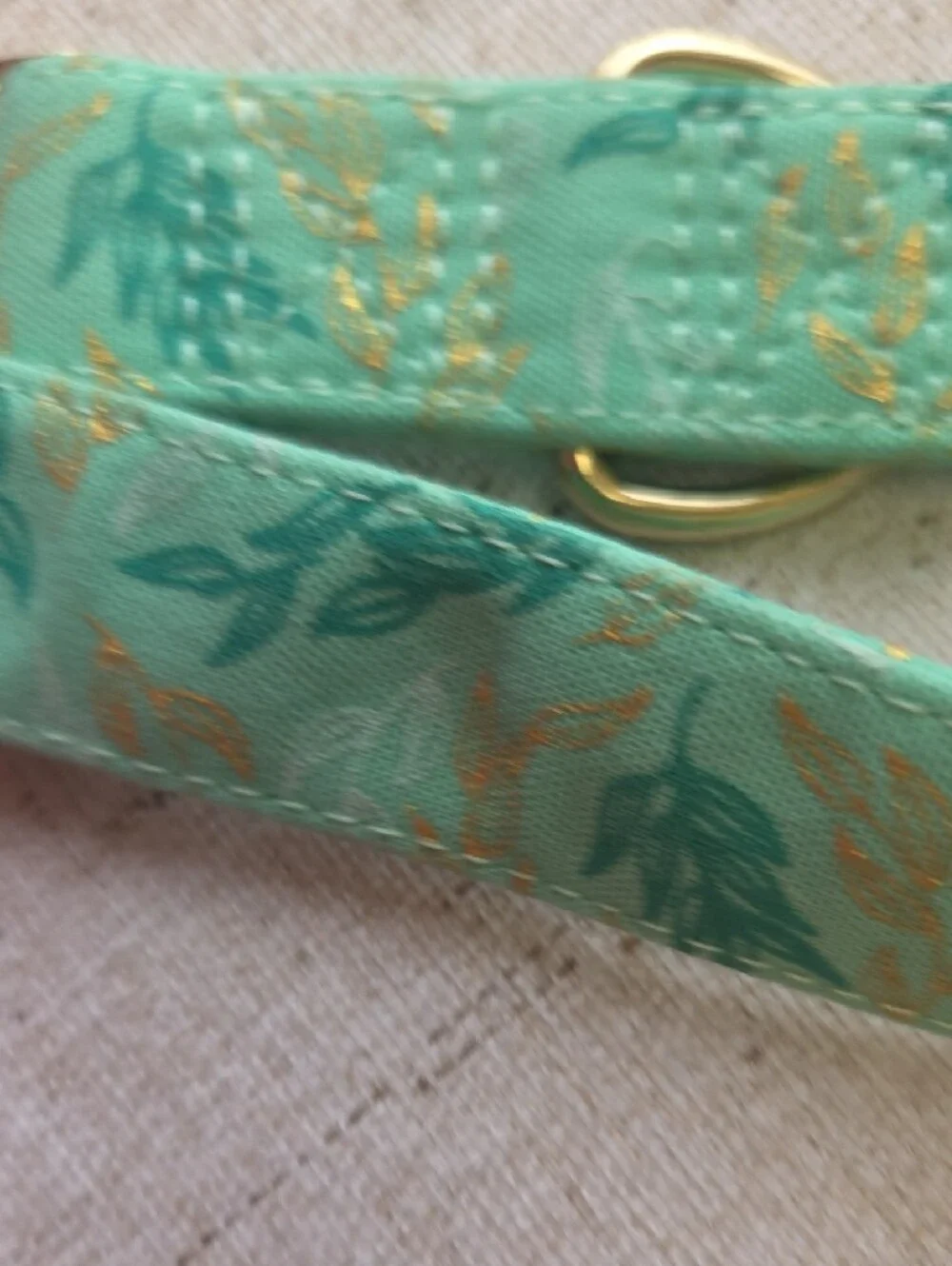 Coastal Teal Floral Dog Collar with Gold Hardware